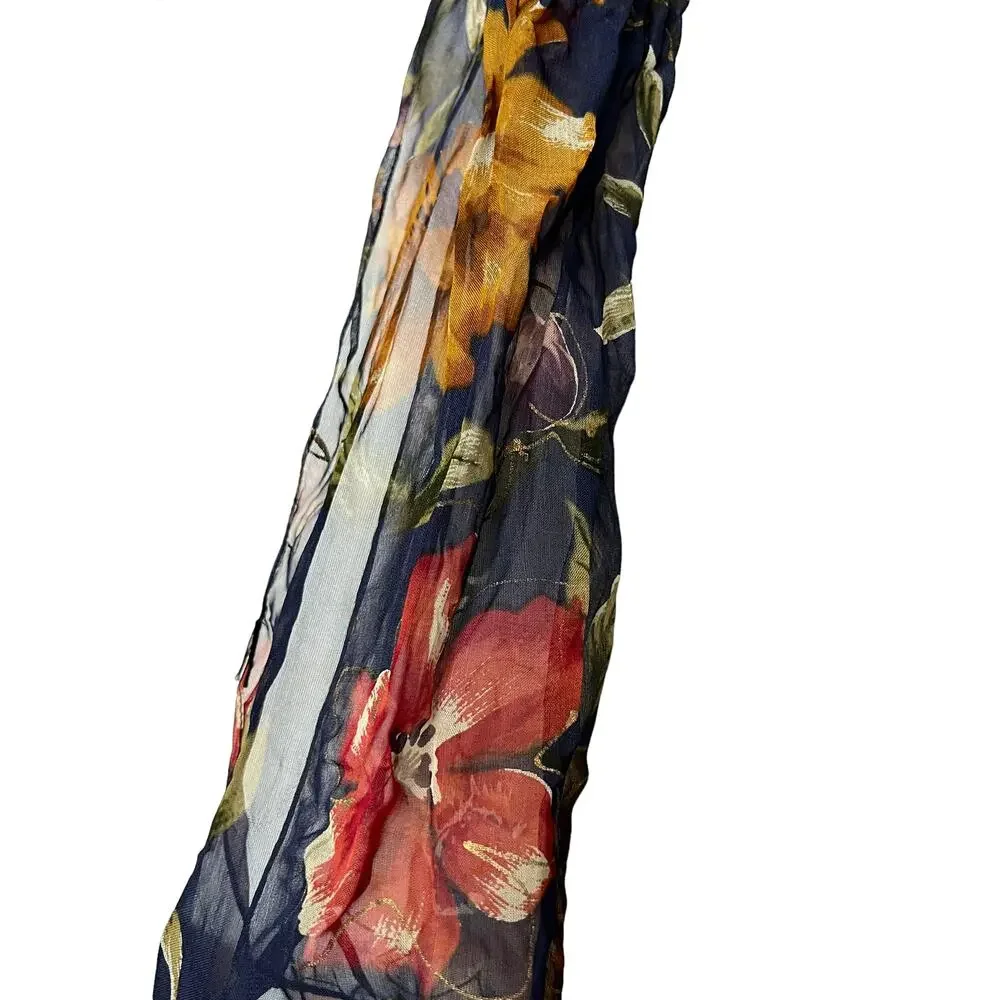 Vintage scarf floral multicolor rectangular scarf Lightweight Y2K Boho